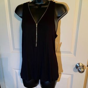 Zip v neck ribbed tank